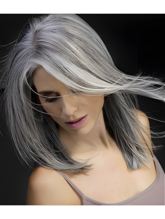 Discount Gray Long Straight Synthetic Lace Front Wig