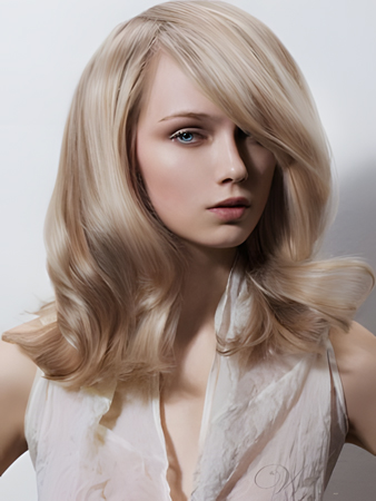 Pleasant Wavy Medium Length Lace Front Synthetic Wig