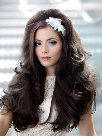 Flattering Long Wavy Synthetic 3/4 Wig