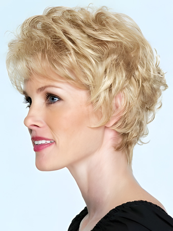 Remy Human Hair Chic Short Waves Capless Wig