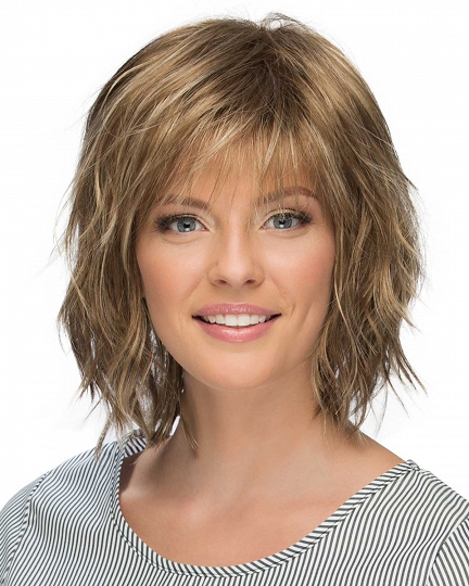 Layered Shoulder-Length Synthetic Front Lace Wig for Women – Natural Medium Hair