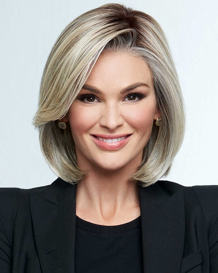 Elegant Silver Blonde Bob Wig with Dark Roots – Natural Look for Women