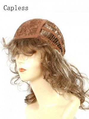 Medium Length Loose Curly Wig with Bangs – Natural Black with Highlights