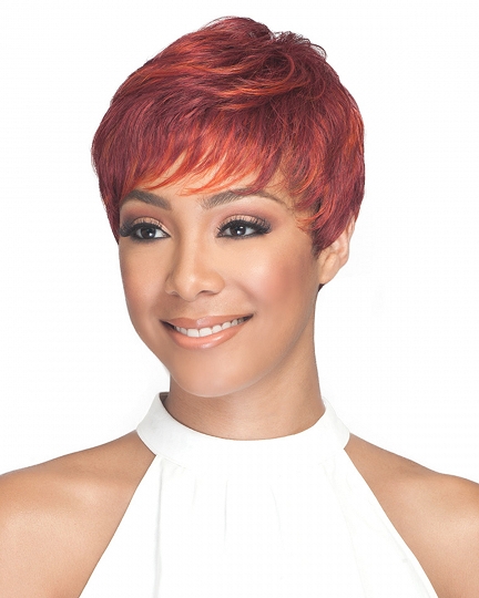Red Pixie Cut Synthetic Wig for African American Women