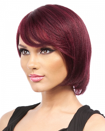 Chic Burgundy Short Straight Synthetic Capless Wig for African American Women