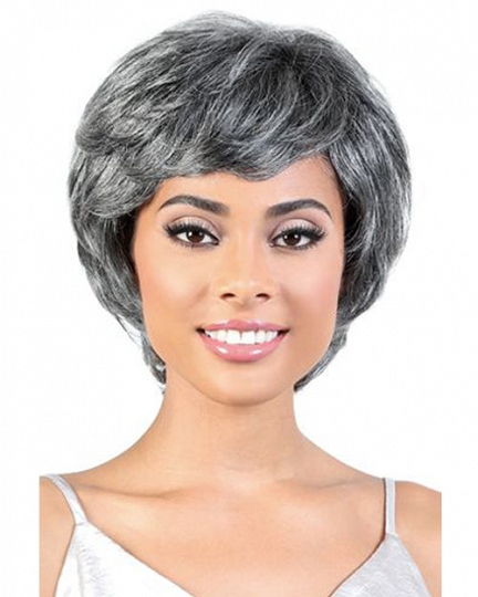 Elegant Short Gray Synthetic Capless Wig for African American Women