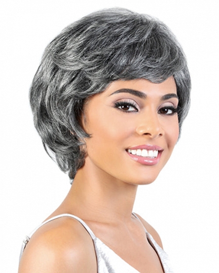 Elegant Short Gray Synthetic Capless Wig for African American Women