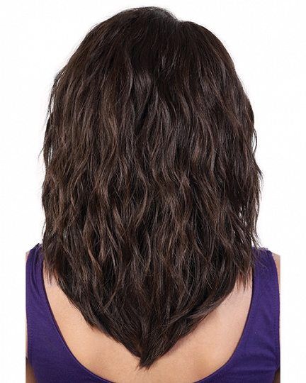 Medium Length Wavy Wig for Black Women – Natural Black Shoulder-Length Synthetic Hair