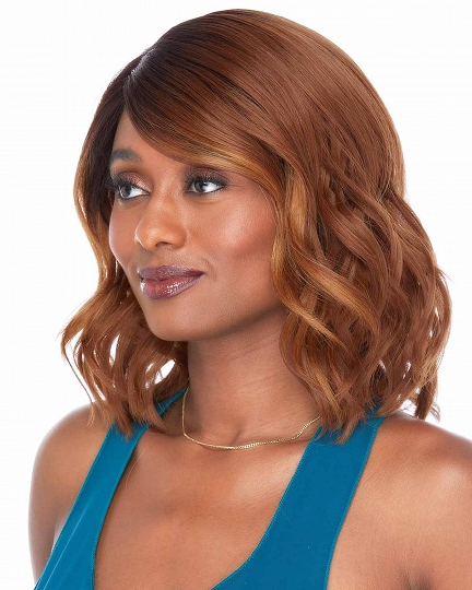 Stylish Wavy Synthetic Capless Ombre Brown Shoulder-Length Wig for African American Women