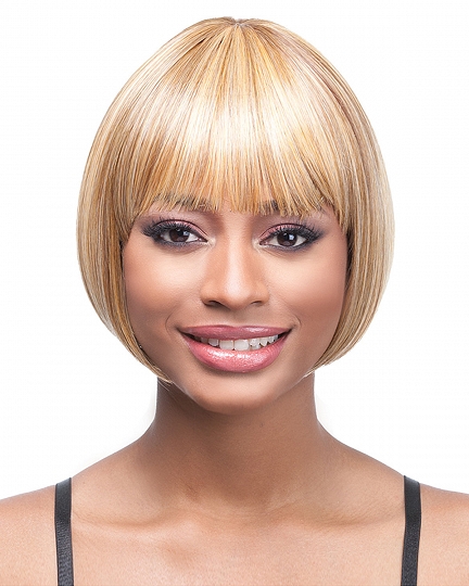 Sleek Blonde Bob Wig with Bangs – Short Straight Synthetic Hair for Women