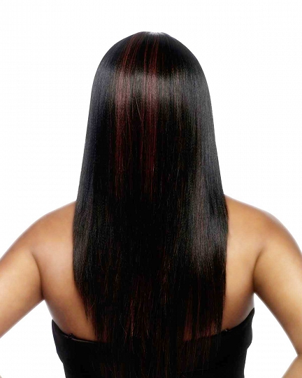 Sleek Long Straight Wig – Natural Black with Center Part, Silky Synthetic Hair