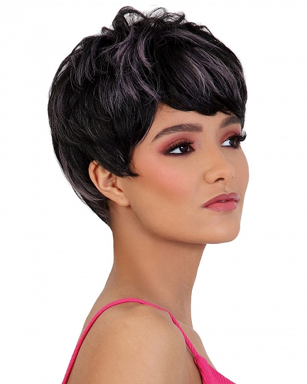 Smoky Pixie Charm – Short Layered Wig with Ash Purple Highlights
