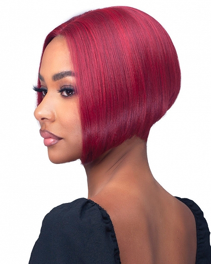 Short Burgundy Straight Bob Wig with Middle Part for African American Women