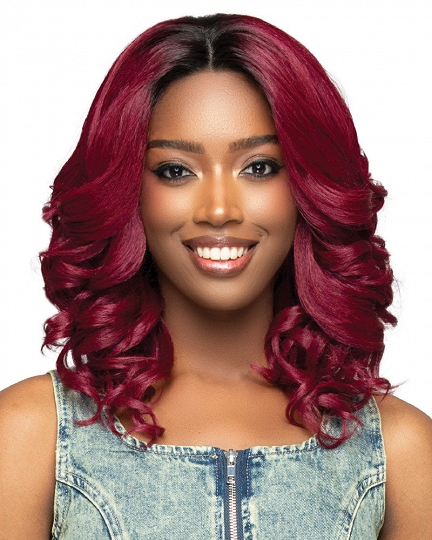 Burgundy Loose Curly Synthetic Wig with Middle Part for African American Women