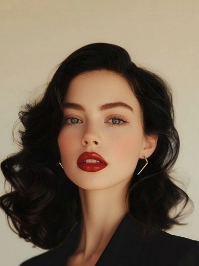 Short Wavy Bob Human Hair Wig – Natural Black, Pre-Plucked Lace Front