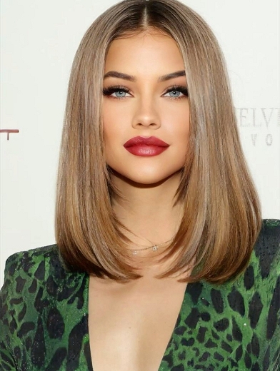 Straight Blonde Ombre Bob Human Hair Wig – Front Lace Wig with Natural Hairline for Women