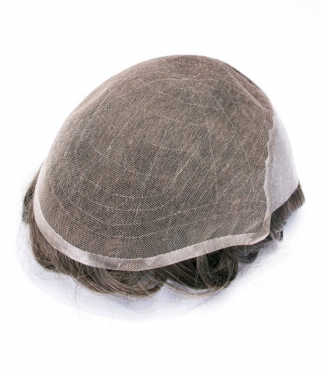 Swiss Lace with PU Back and Sides Hair Replacement System for Men