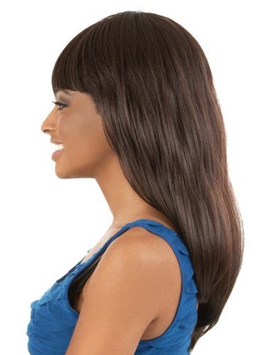 Long Wavy Synthetic African American Wig With Full Bang