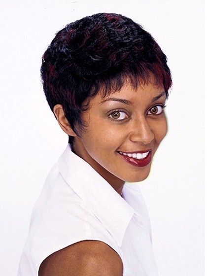 Short Boy Cut Wavy Synthetic Capless African American Wig