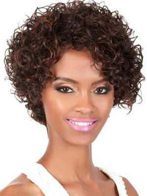 Lace Front Short Curly Human Hair African American Wig