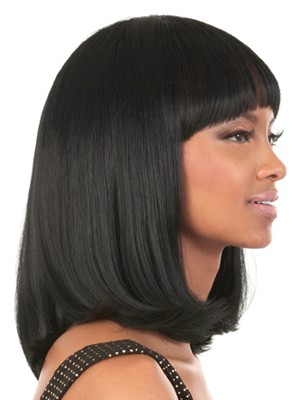 Wonderful Capless Medium Length Human Hair Wig