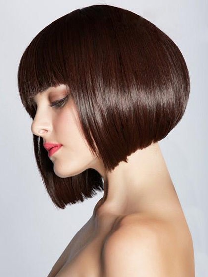 Bob Style Sleek Straight Synthetic Wig With Full Bangs