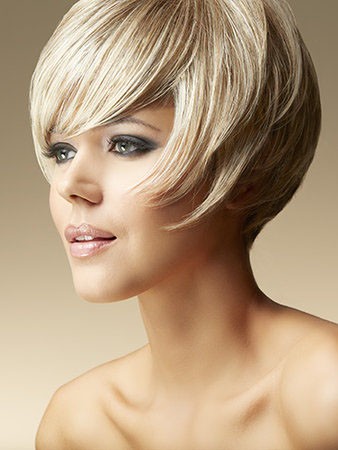 Short Layered Straight Marvelous Human Hair Bob Wig