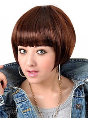 Bob Style Dark Brown Straight Wig