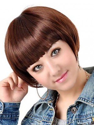 Bob Style Dark Brown Straight Wig