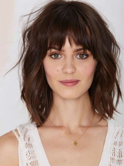Durable Capless Wavy Remy Human Hair Bob Wig