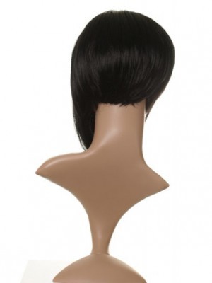 Bob Style Natural Straight Human Hair Longer Side Wig