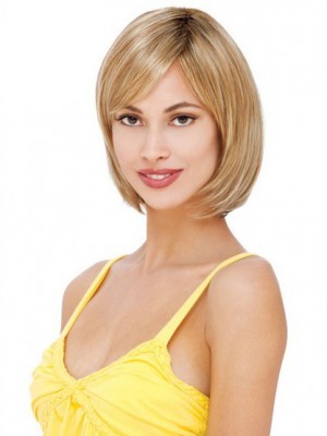 Bob Style Straight Human Hair Medium Length Layered Bob