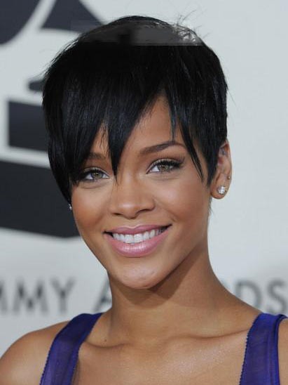 Rihanna Hairstyle Lace Front Short Straight Celebrity Wig