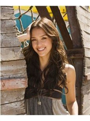 Jessica Alba Long Elegant Wavy Synthetic Lace Front Wig