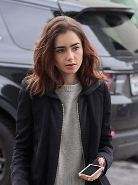 Natural Lily Collins Wavy Lace Front Remy Human Hair Wig