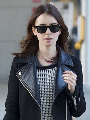 Gorgeous Lily Collins Straight Lace Front Synthetic Wig