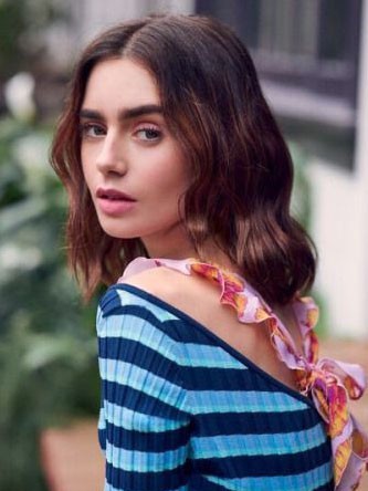 Natural Lily Collins Wavy Lace Front Synthetic Wig