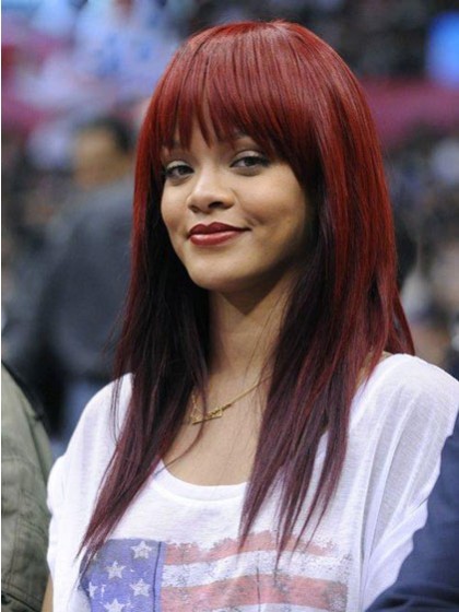 Rihanna Long Straight Remy Human Hair Celebrity Wig