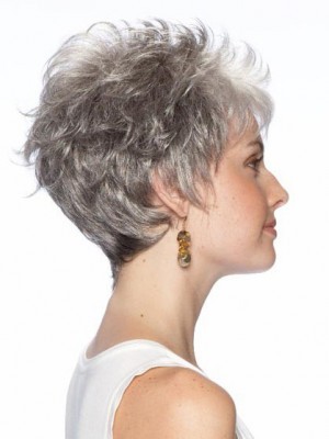 Short Synthetic Lace Front Gray Wig