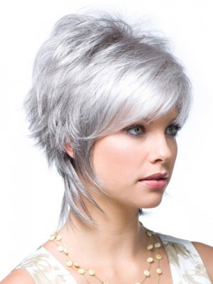 Lace Front Gray Layered Synthetic Wig