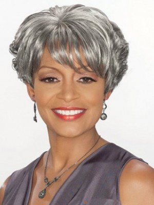 Short Boy Cut Synthetic Gray Wig