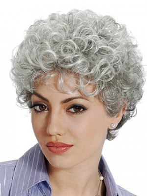 Stylish Sophisticated Curly Gray Wig