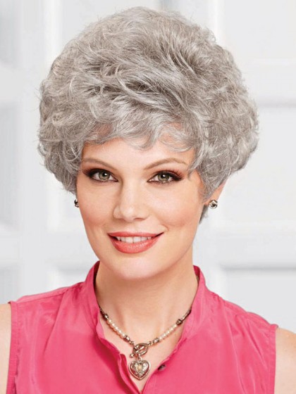 Short Capless Gray Wig With Curly Layers