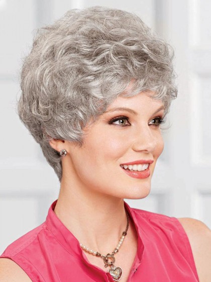 Short Capless Gray Wig With Curly Layers