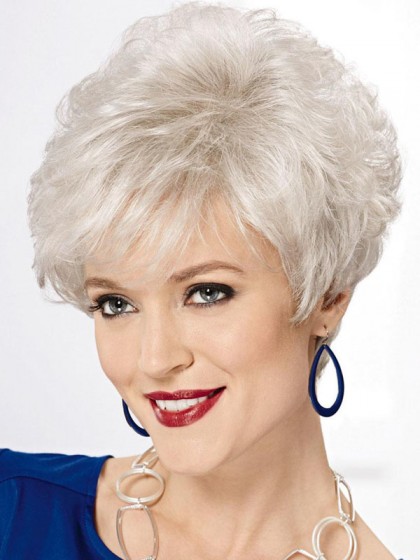 Short Soft Layered Gray Wig