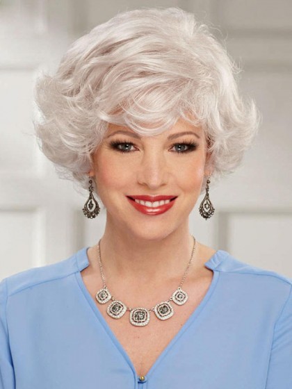 Short Lace Front Gray Wig With Long Layers
