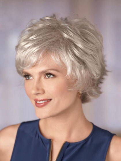 Cool Gray Wig With Wispy Layers