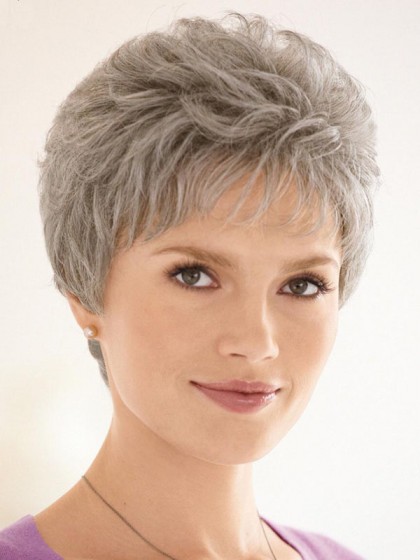 Short Capless Gray Wig For Woman