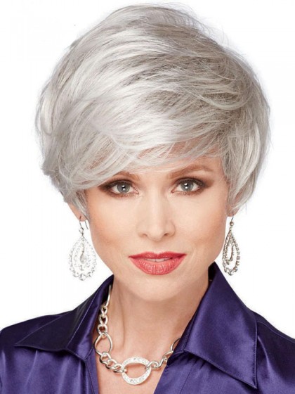 Fabulous Sweeping Short Cut Gray Wig