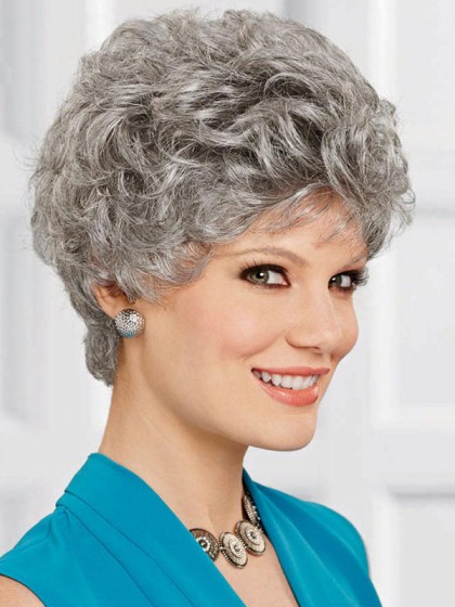 Close-cropped Style Gray Wig With Tapered Waves